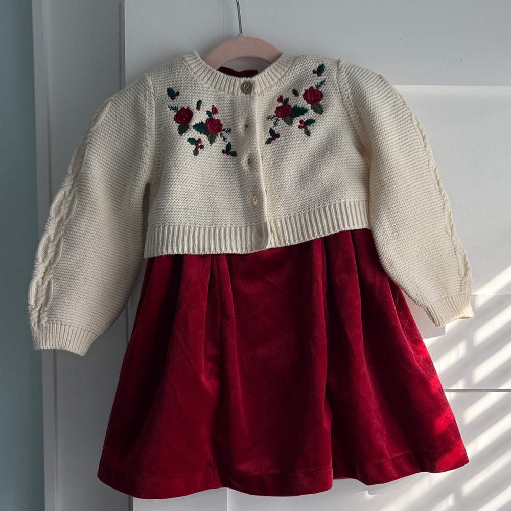 Tommy Bahama Cream Knit Sweater and Red Dress Set